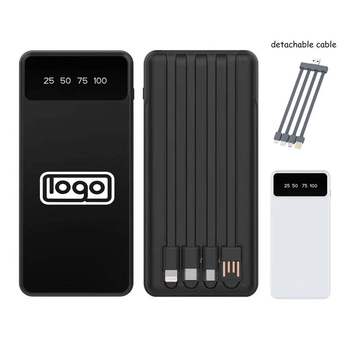 4-in-1 Portable Power Bank W/ Detachable Cable 1