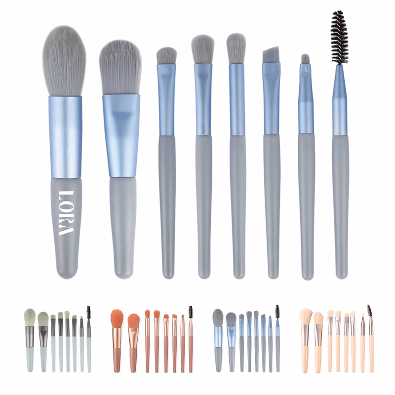 8-Piece Makeup Brush Set, Macaron-Themed Portable Blush