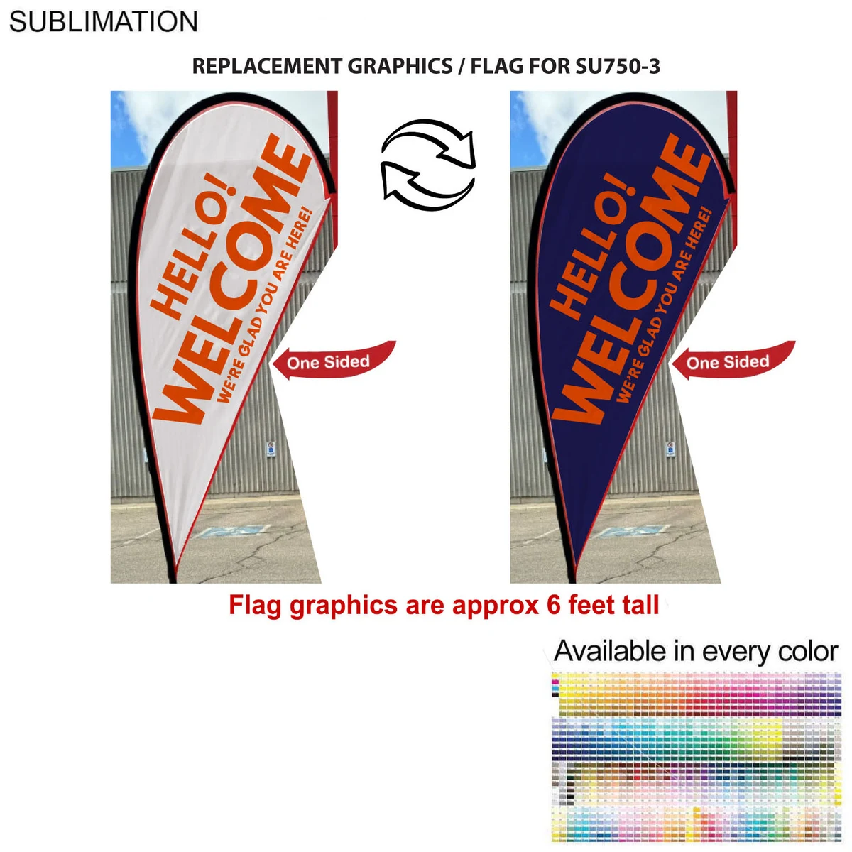 Replacement Flag for 9' Small Tear Drop Flag Kit, Full Color Graphics One Side 1