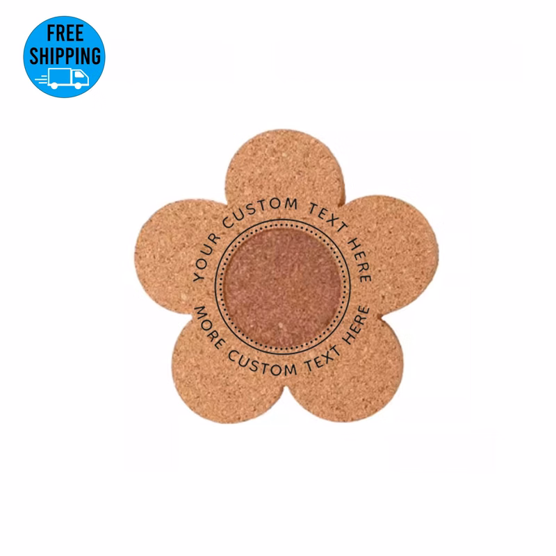 Reusable 4" retro flower shape cork Coaster/Wood Coaster for desk and glass table