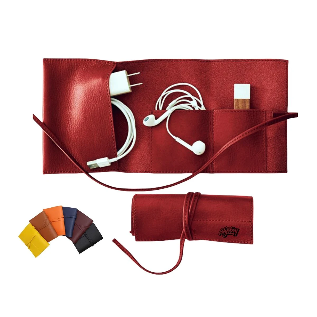 PU Leather Organizer Cable Roll Bag 1