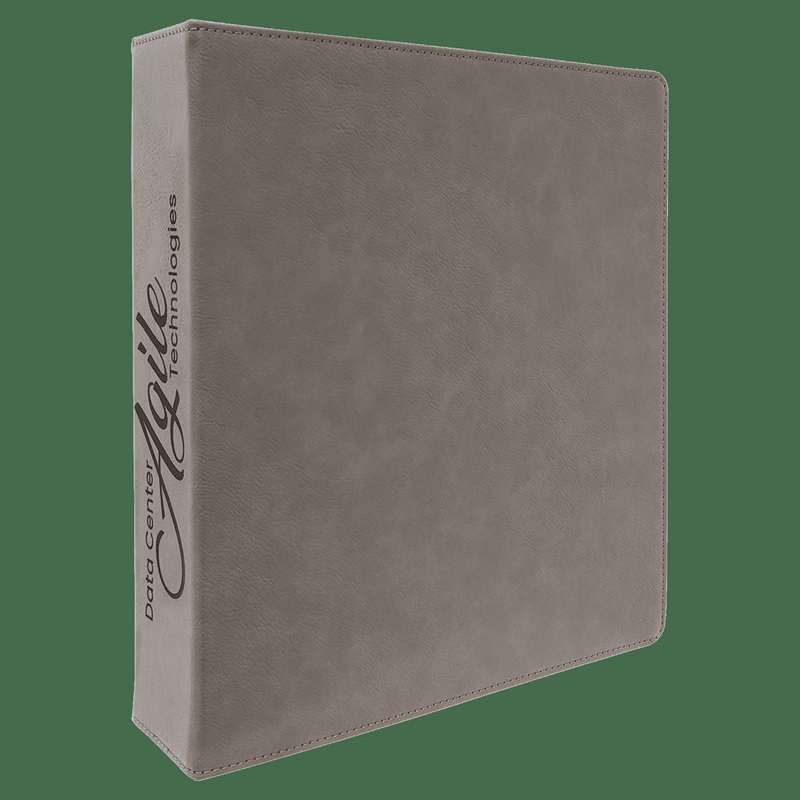 11" x 11 1/2" Gray Leatherette 3 Ring Binder with 2" Slant D Rings