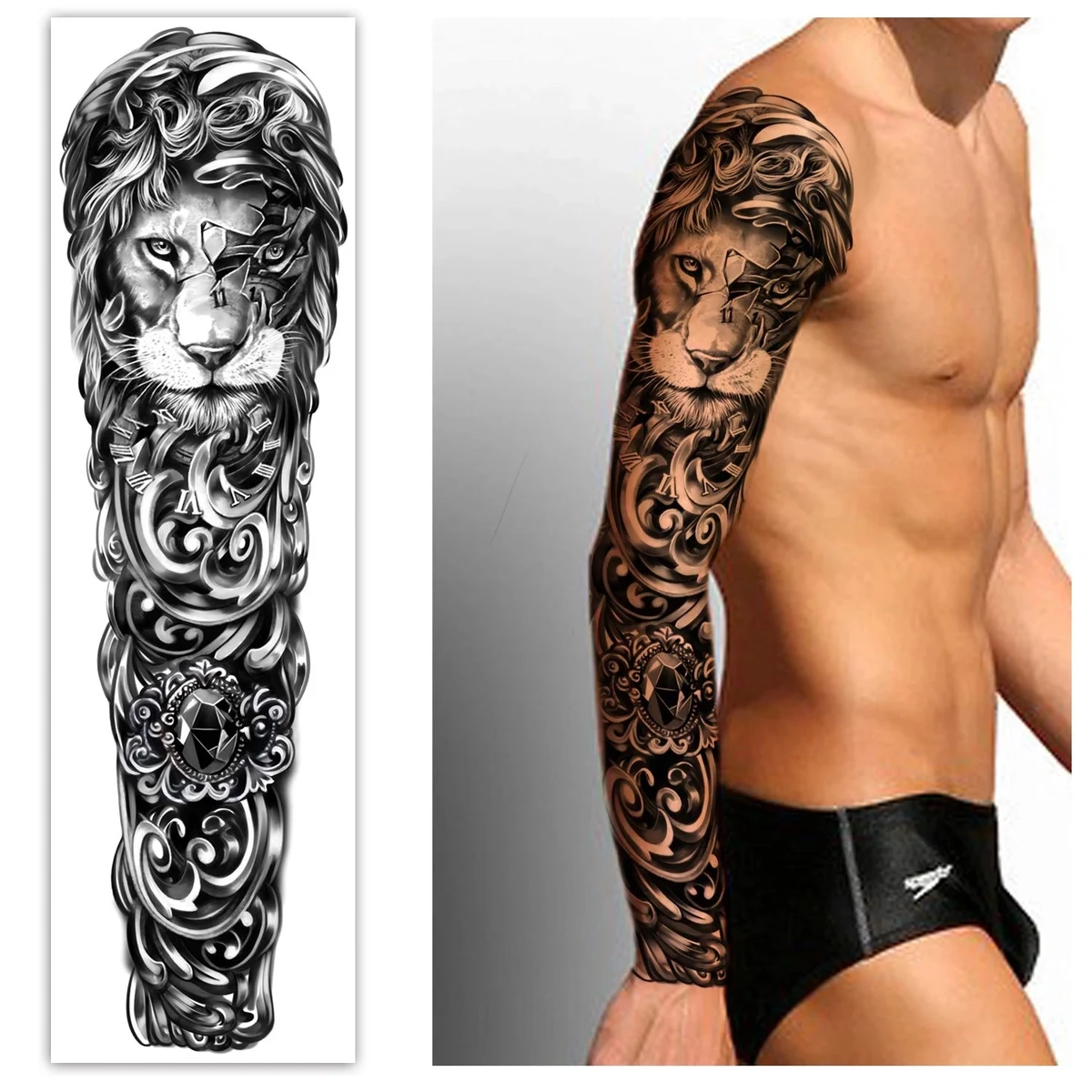Waterproof Temporary Arm Tattoo Stickers 22.83"X7.1" 1