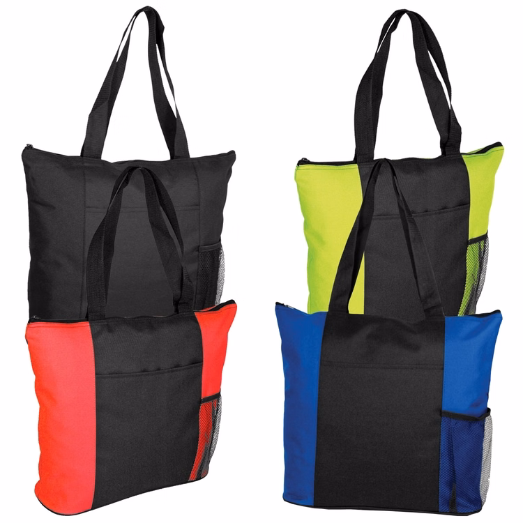 The All Purpose Zippered Tote With Front Pocket and Side Mesh Pocket
