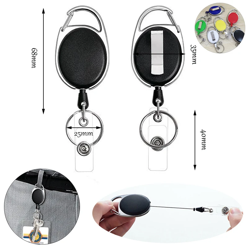 Retractable Key Chain Badge Recoil Keyring 1