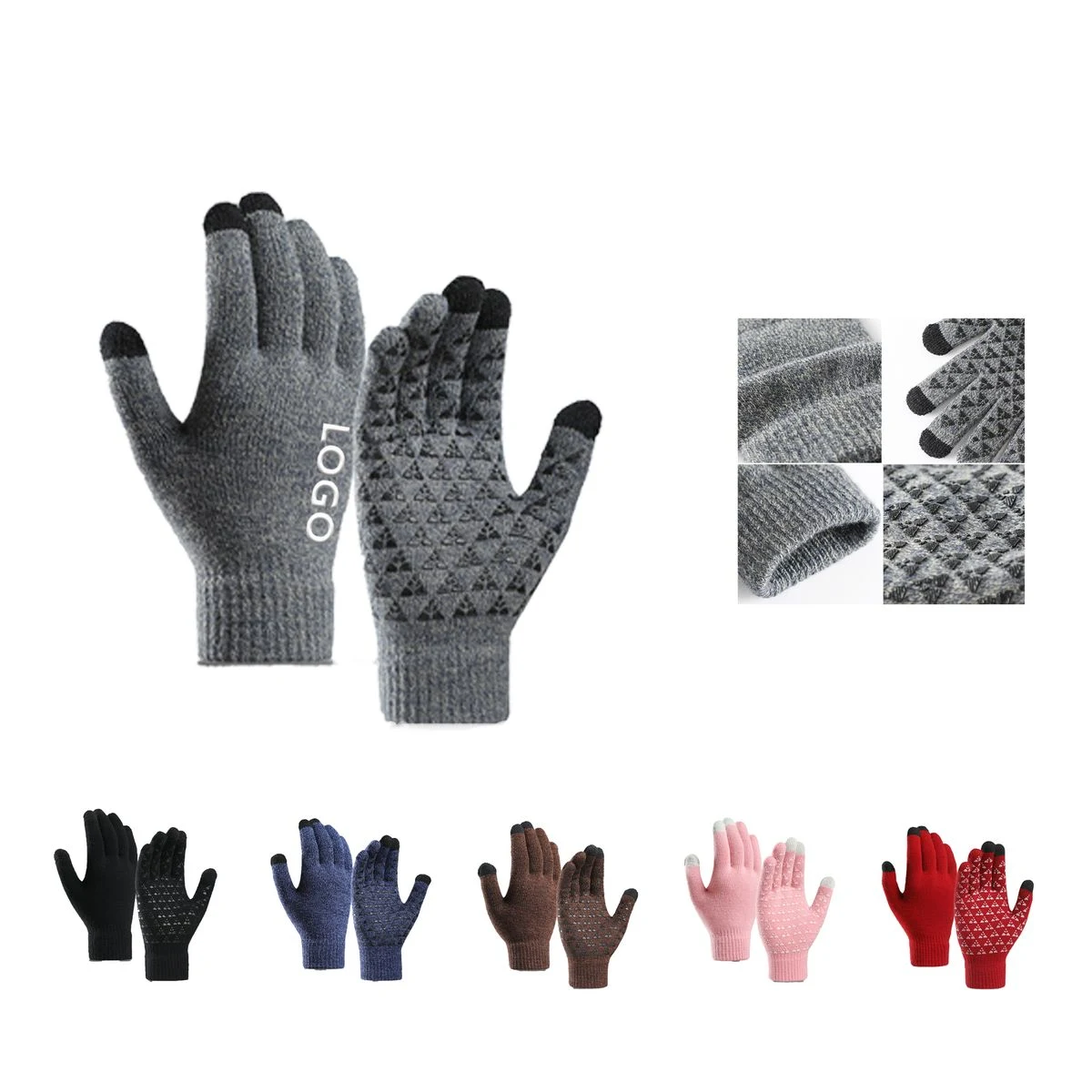 Thick Adult Warmth Gloves W/ 3 Finger Touch 1