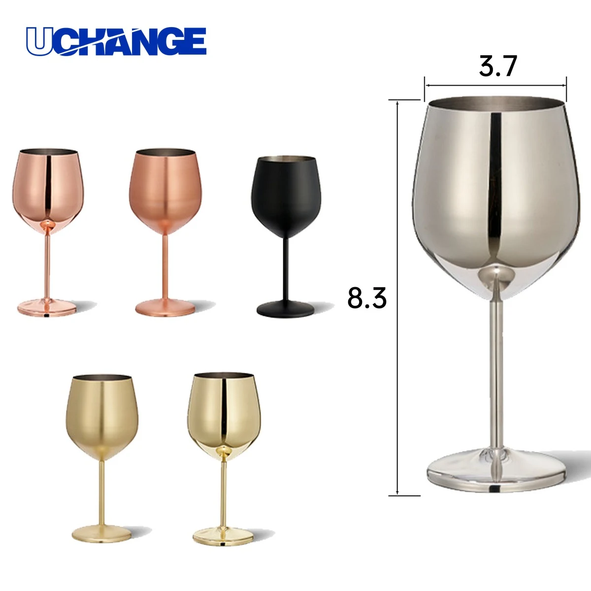Stemmed Stainless Steel Wine Glass Container for Outdoor Use (17 oz) 1