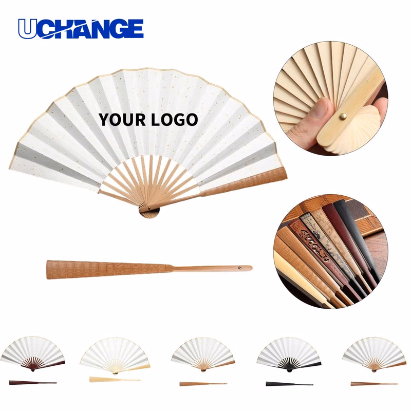 Fabric Folding Hand Fan with Bamboo Rib