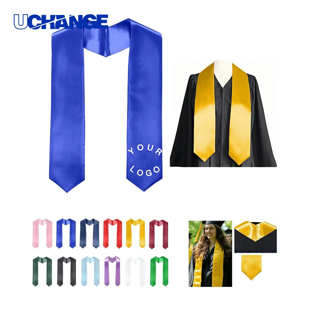 Satin Graduation Stole Sash 4.8 Inch Wide for Ceremonies 1
