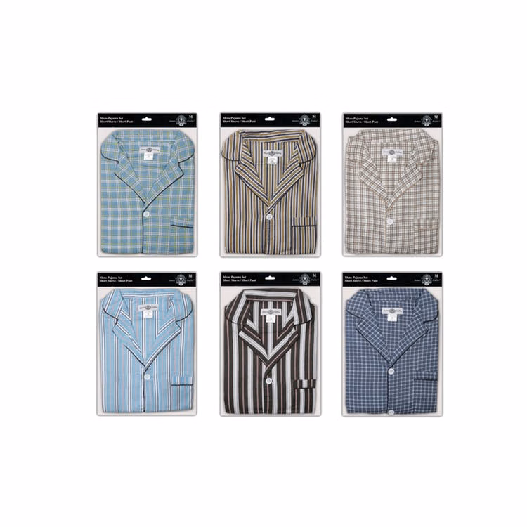 Men's Cotton Pajama Sets - Plaids M-XL Short Sleeve & Shorts