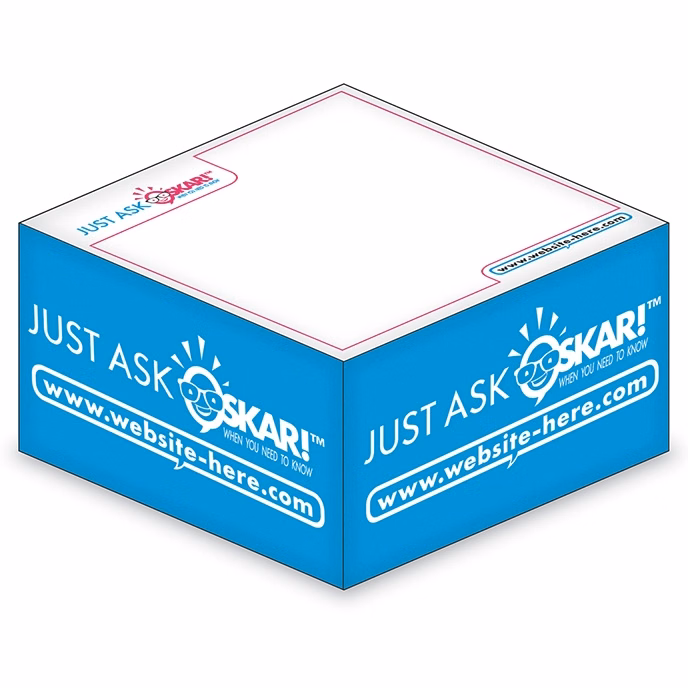 Sticky Note Cubes - 3.375x3.375x1.6875-1 Color, 1 Side Design
