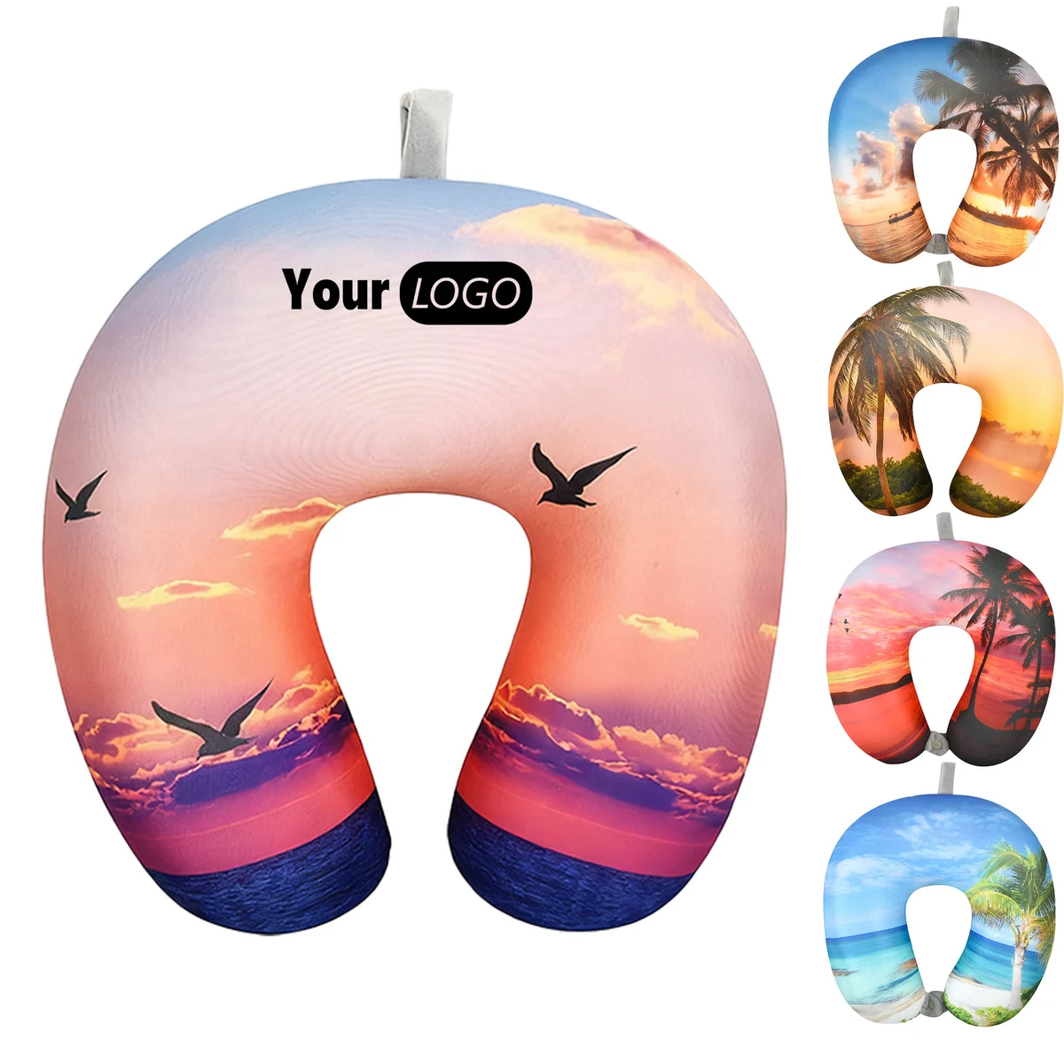 Portable U-Shaped Travel Pillow with Palm Tree Print 1