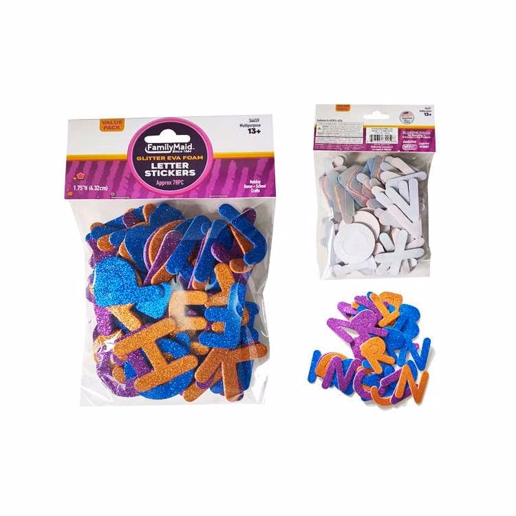 Foam Letter Stickers with Glitter - 78 Pieces