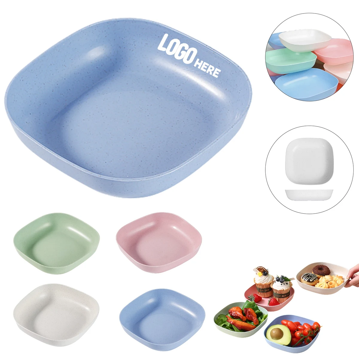 Square Unbreakable Straw Plates 1