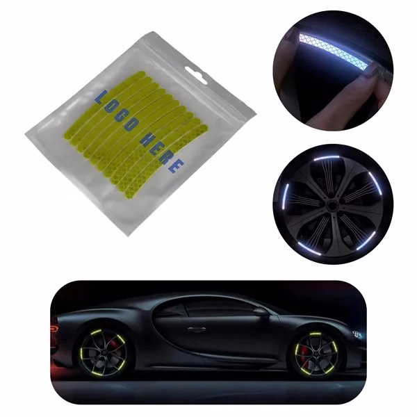 Custom Reflective PVC Wheel Hub Stickers 3.54x0.28 — Bike Safety Promo Item