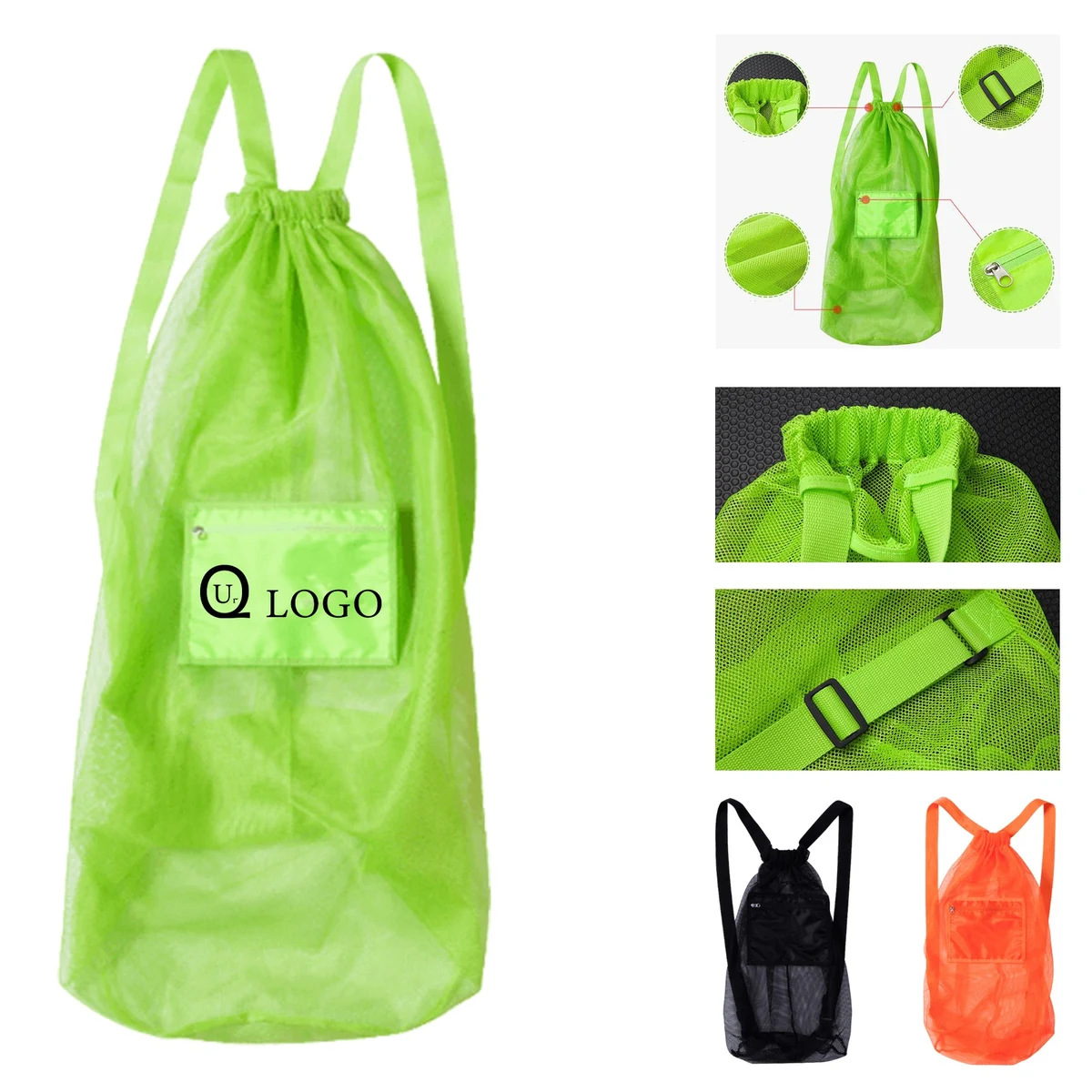 11.81X19.69 Inch Nylon Mesh Drawstring Backpack 1