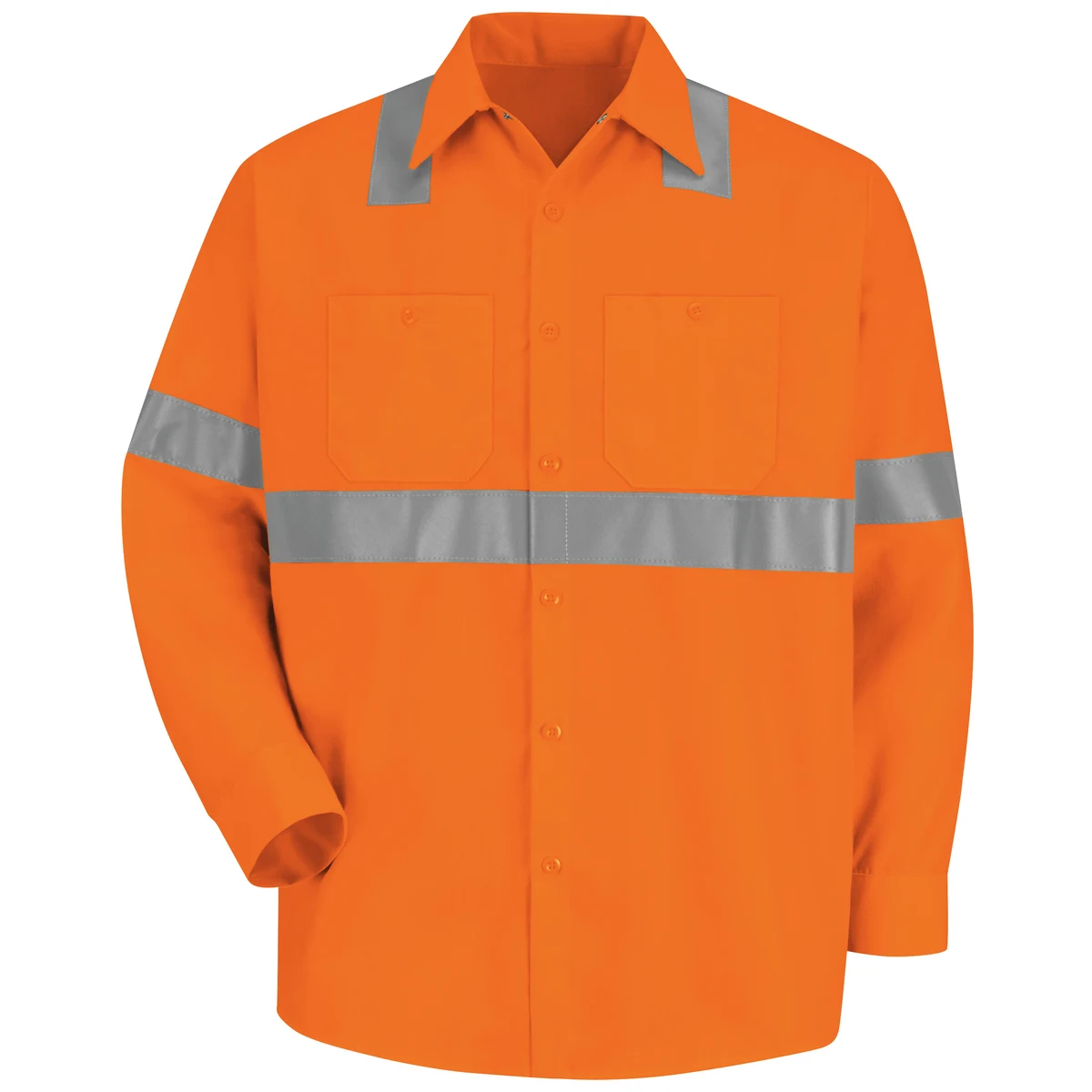Red Kap® Men's Hi-Visibility Orange Long Sleeve Work Shirt - Type R, Class 2 1