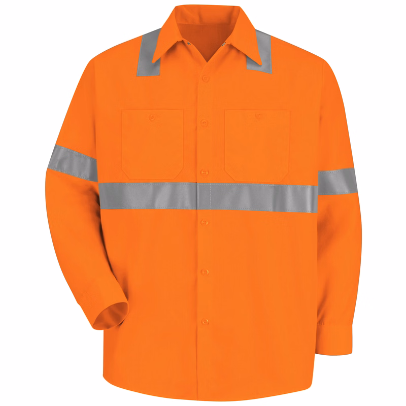 Red Kap® Men's Hi-Visibility Orange Long Sleeve Work Shirt - Type R, Class 2