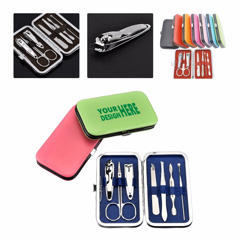 MOQ 50 Custom Logo 7-Piece Nail Clipper Set Manicure Grooming Kit