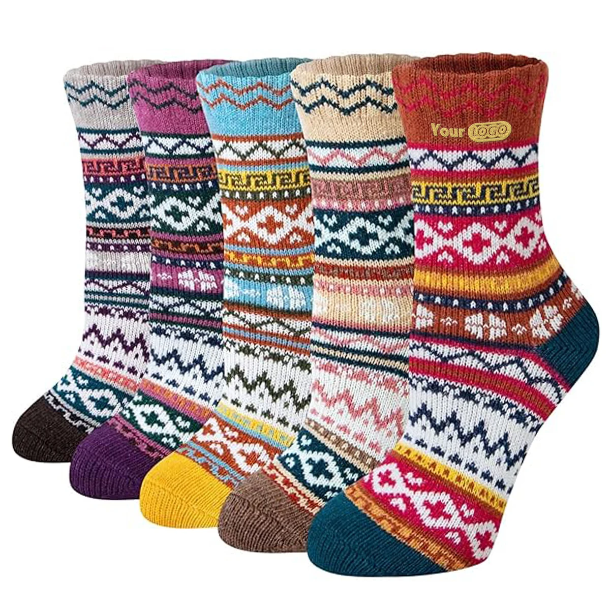 Cotton Cozy Winter Socks With Nordic-Inspired Patterns 1