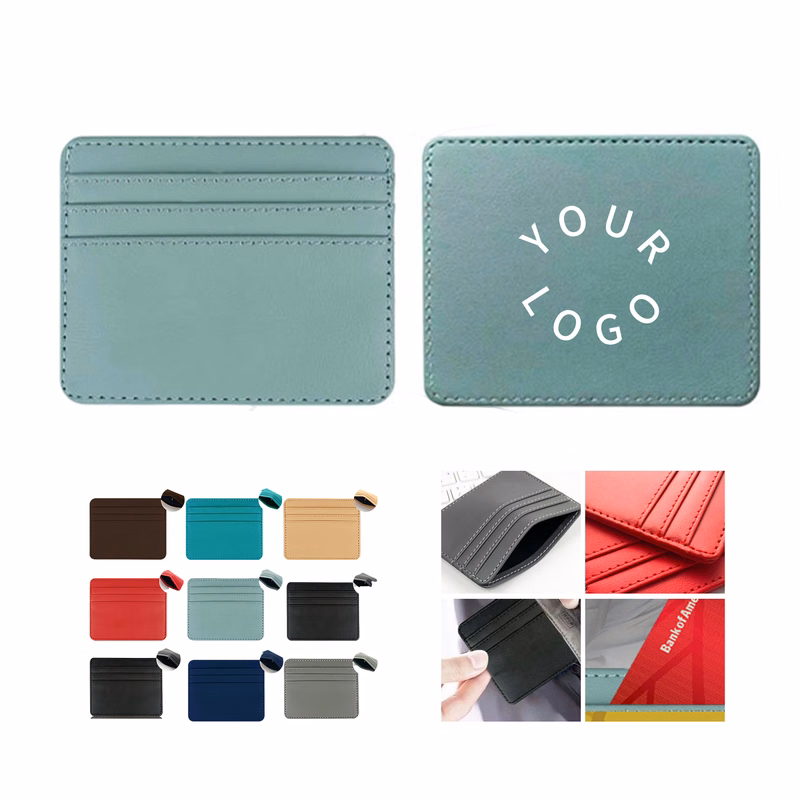 Pu Leather Credit Card Holder Wallet With Multi Card Slot Design 4" X 3.2"