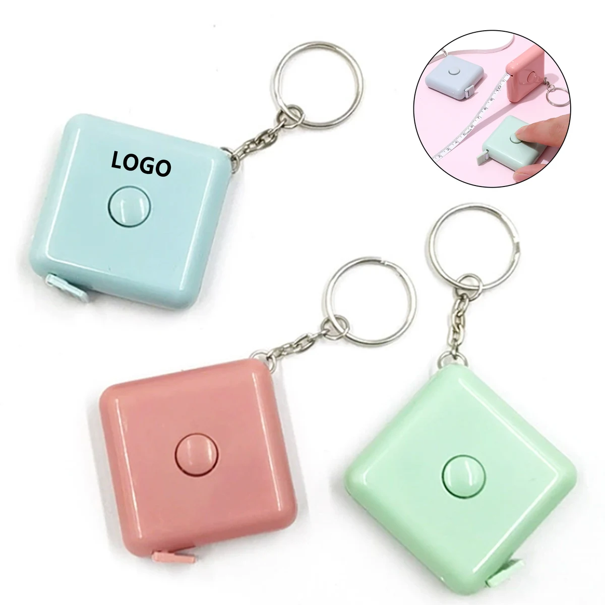 Square Tape Measure Key Chain MOQ 50 1