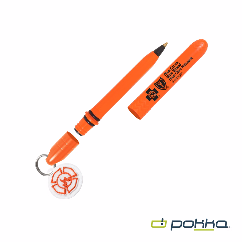 Pokka® Pocket Pen w/Dock & Chrome Keyring & Charm