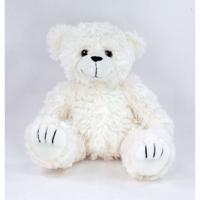 8" White Curly Bear