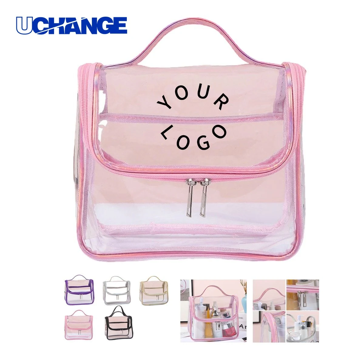 Clear PVC Travel Tote Bag Carrier 9.1 x 4.7 x 7.5 Inches 1