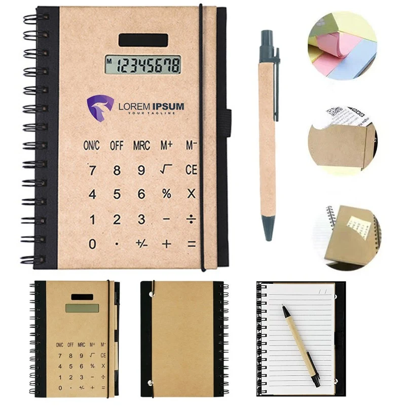 Multi Function Spiral Notebook Solar Calculator With Pen 1