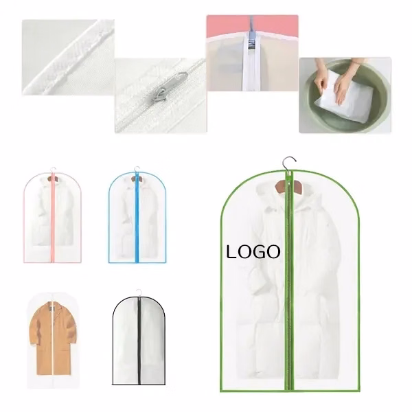 Clear Zippered Garment Bag with Suit and Clothes Protector