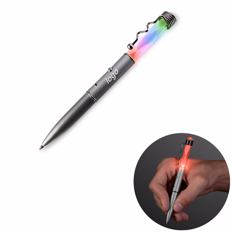 Rainbow Color Changing LED Light Up Pen with Spiral