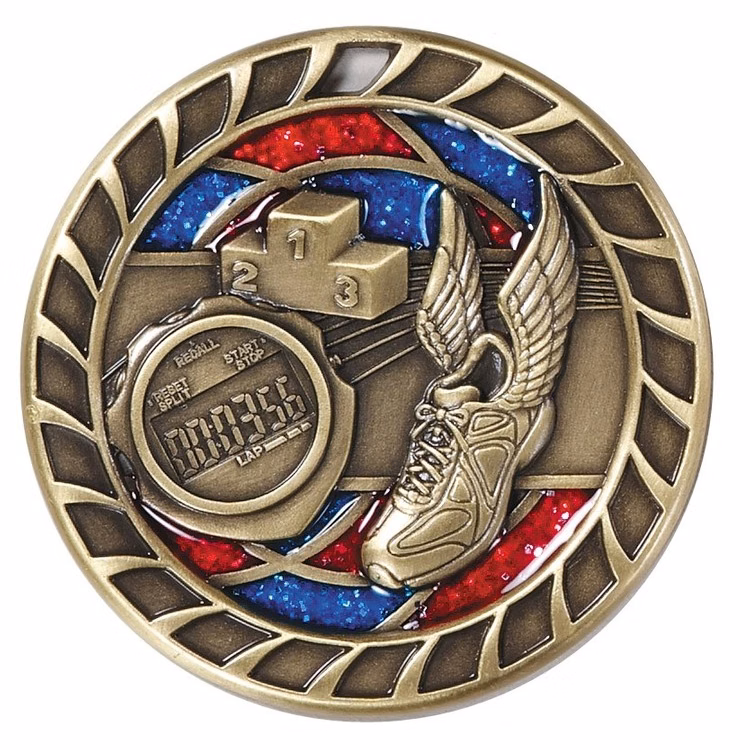 Track Glitter Medal, 2 1/2"