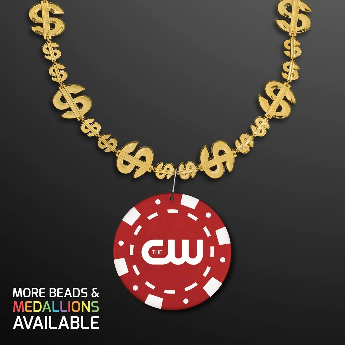 Gold Money Beads with Red Poker Chip Medallion (NO-Light) 1
