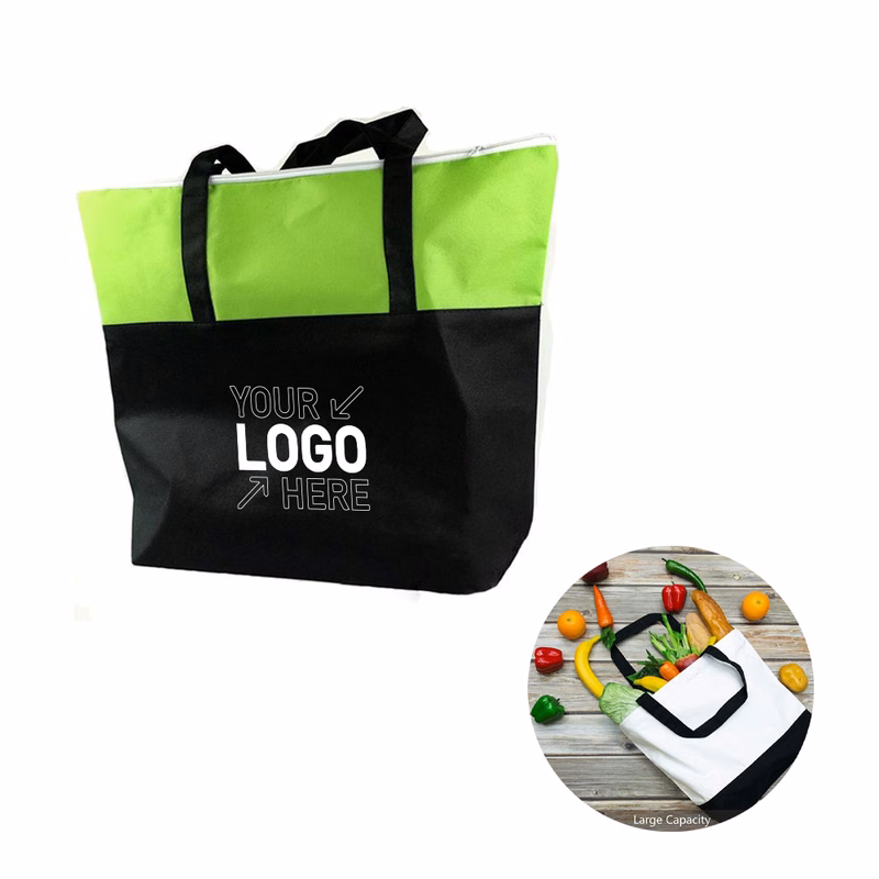 Two-tone Zippered Non Woven Tote Bag