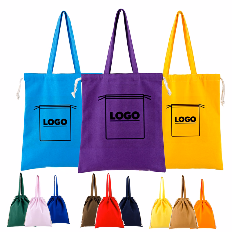 Drawstring Canvas Tote Bag