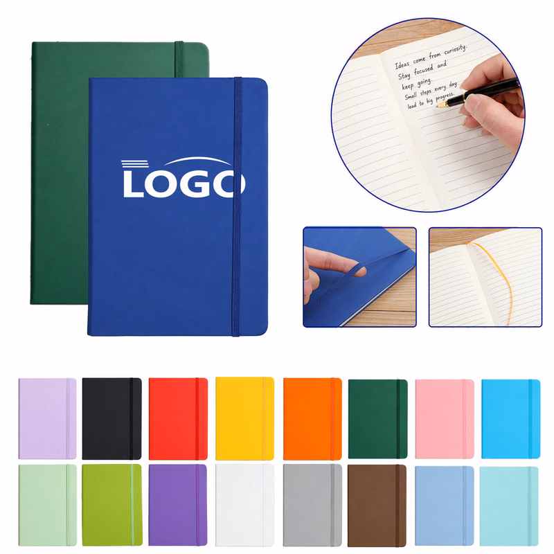 MOQ20 A5 PU Ruled Paper Elastic Closure Bound Journal