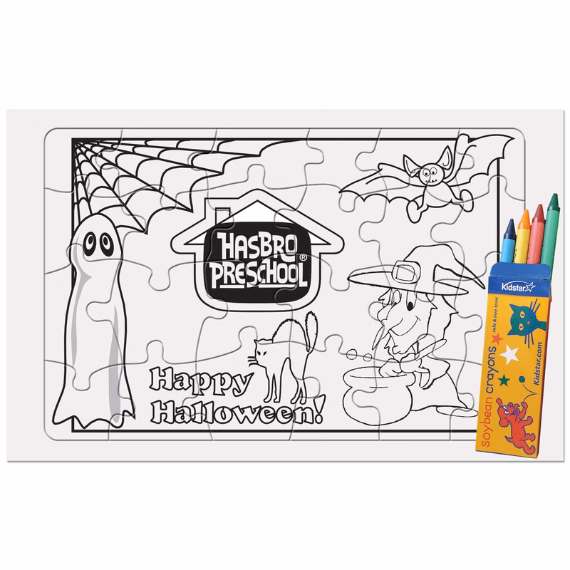 24 Pieces - 10 1/2" x 6 5/8" Coloring Tray Puzzle - Halloween