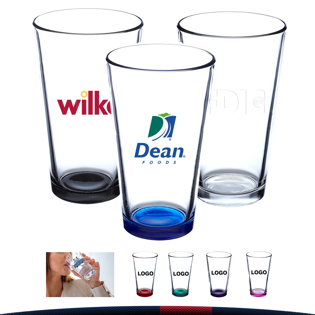 16 oz. Colored Bottom Water Glasses 1