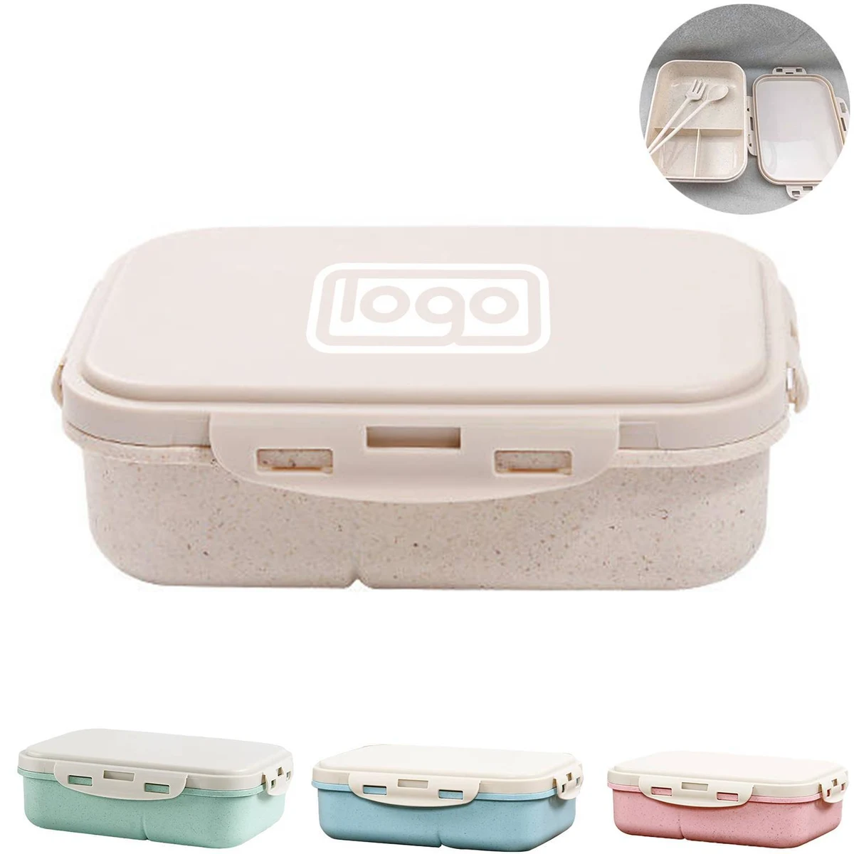 Leak Proof Wheat Straw Lunch Bento Box w/ Utensils 1