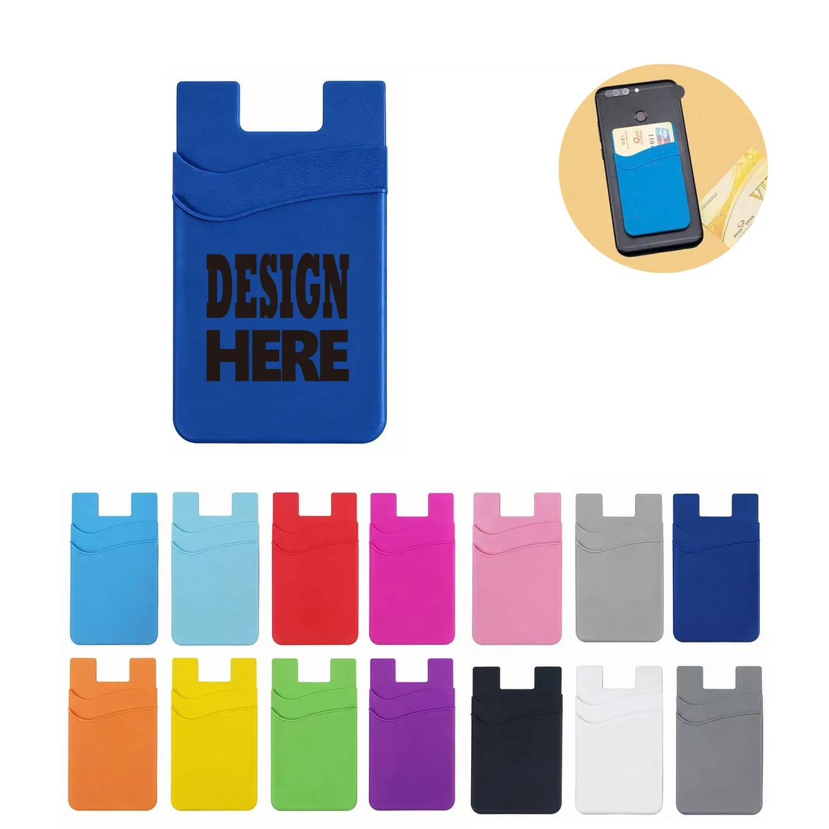 Logo Printed Self-Adhesive Silicone Phone Identity Pocket 1
