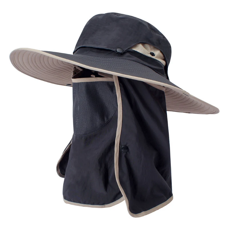 Custom Logo UV Protection Full Face Sun Hat with Detachable Flap 1