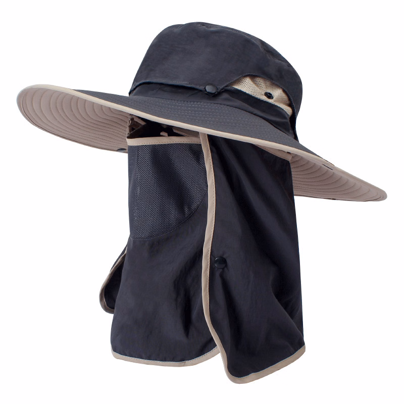 Custom Logo UV Protection Full Face Sun Hat with Detachable Flap