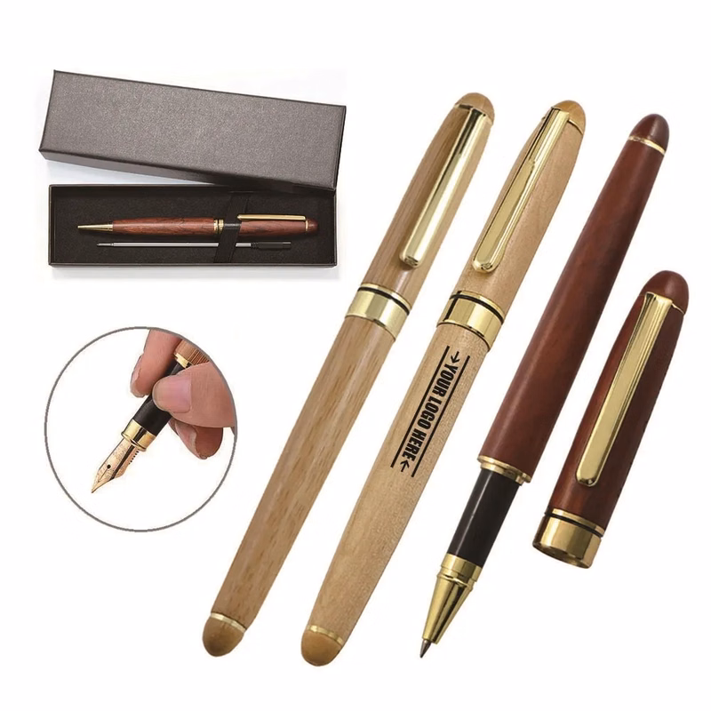 Luxury Wood Ballpoint Pens with Extra Refills Gift Set