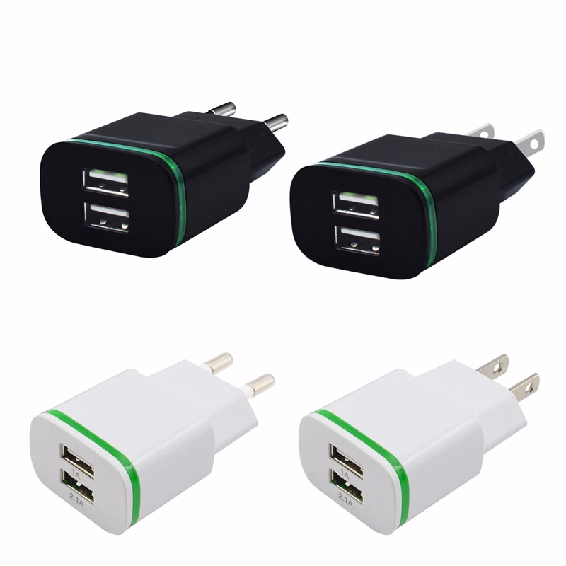 2USB Luminescent Charger Smartphone Flat Universal Travel Charger Headers