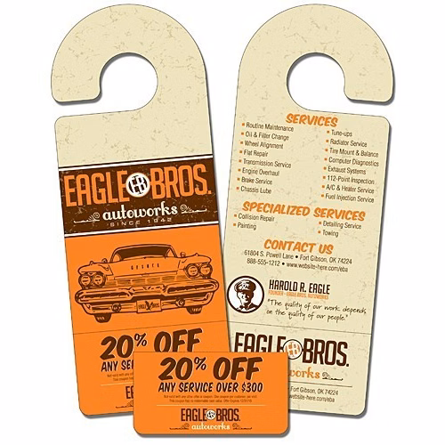 Plastic Door Hanger - 4x10.5 - UV Inhibiting Laminate Round Handle - 13 pt.