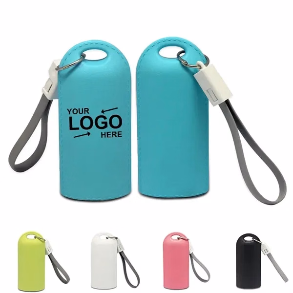 Custom 5200mAh Leatherette Power Bank — Emergency Phone Charging Keychain