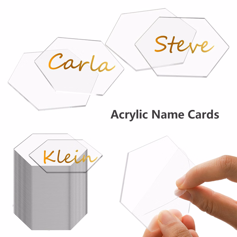 Blank Acrylic Name Cards Hexagon Place Escort Plates
