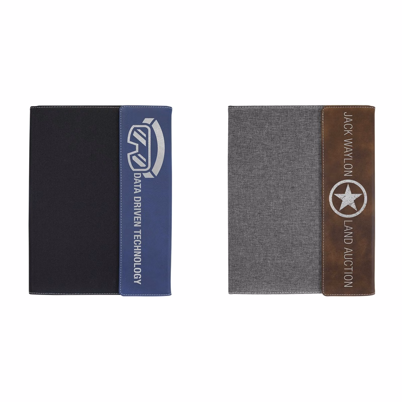 9.5" x 12" Laserable Leatherette and Canvas Portfolio with Notepad