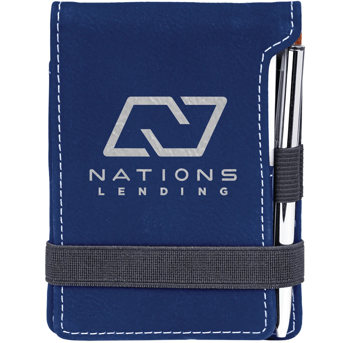Blue/Silver Leatherette Mini Notepad with Pen 1